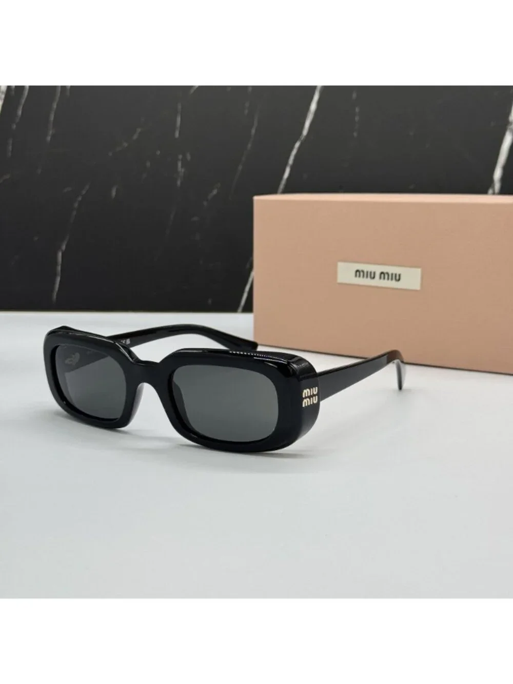 New Miu Miu SMU B13S 16K08Z Black Square Women Sunglasses MUB13S
